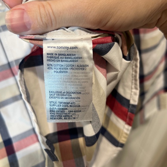 Tommy Hilfiger Boys Plaid Button Down Shirt Long Sleeve Size M 10 12 - Picture 3 of 7